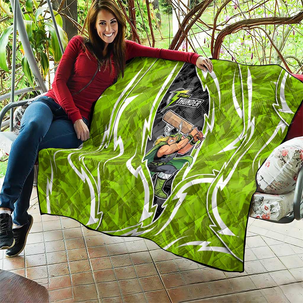 Sydney Thunder Quilt Flaming Lightning Storm Geometric Sports Mascot Art
