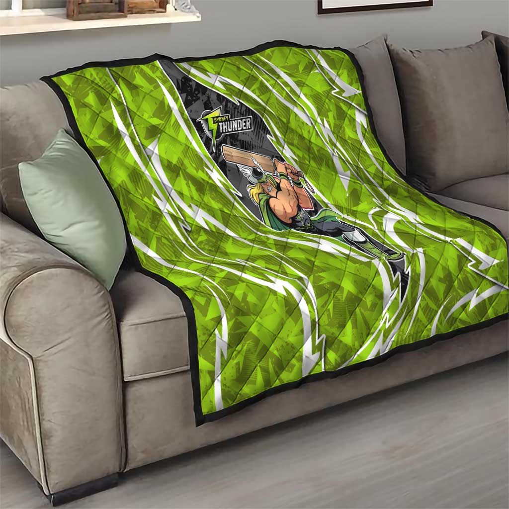 Sydney Thunder Quilt Flaming Lightning Storm Geometric Sports Mascot Art