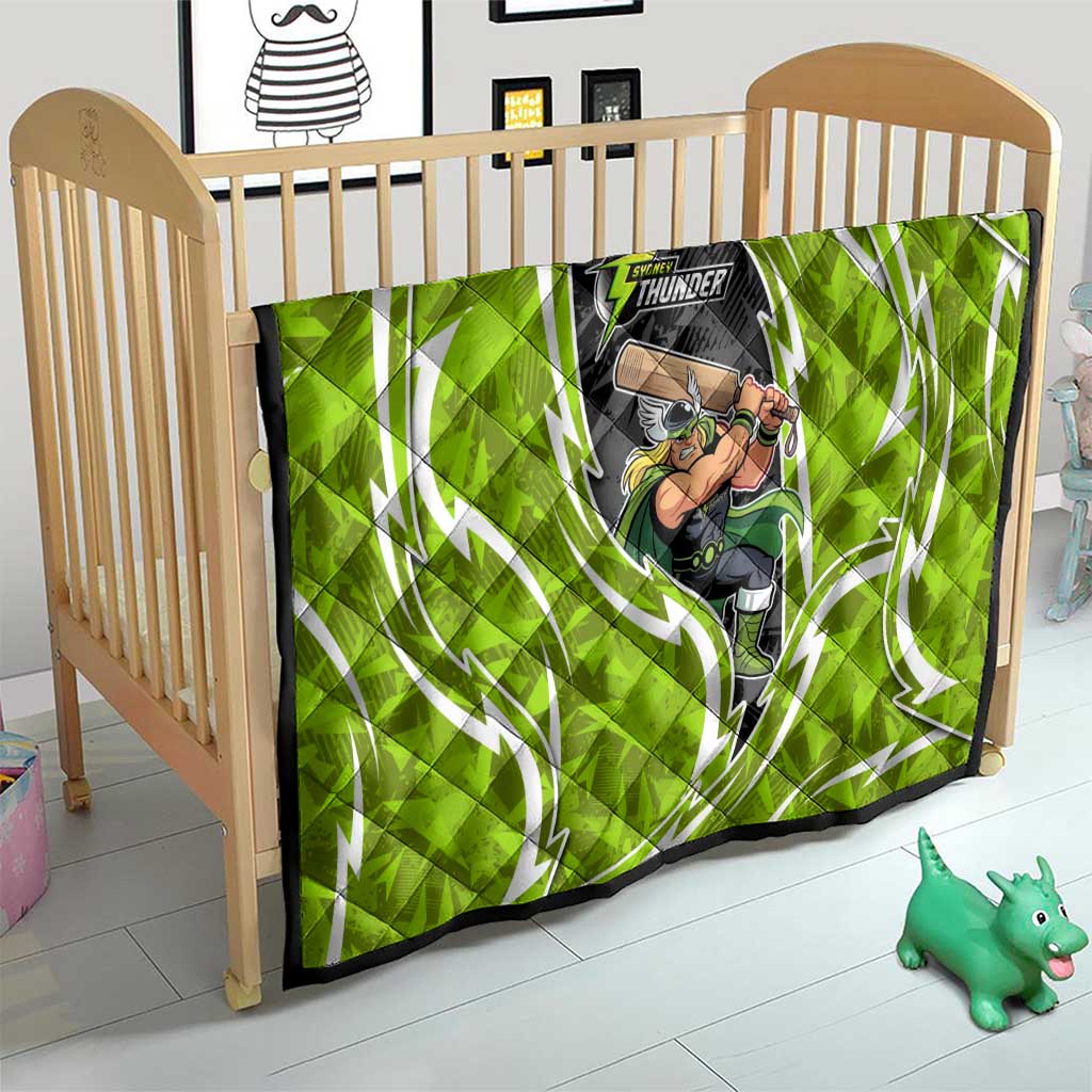 Sydney Thunder Quilt Flaming Lightning Storm Geometric Sports Mascot Art