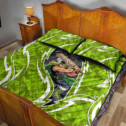 Sydney Thunder Quilt Bed Set Flaming Lightning Storm Geometric Sports Mascot Art