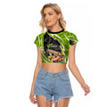Sydney Thunder Raglan Cropped T Shirt Flaming Lightning Storm Geometric Sports Mascot Art