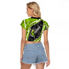 Sydney Thunder Raglan Cropped T Shirt Flaming Lightning Storm Geometric Sports Mascot Art