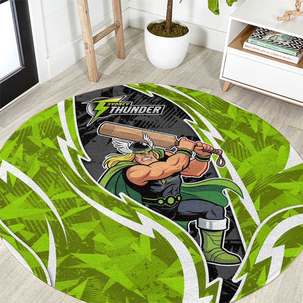 Sydney Thunder Round Carpet Flaming Lightning Storm Geometric Sports Mascot Art