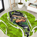 Sydney Thunder Round Carpet Flaming Lightning Storm Geometric Sports Mascot Art
