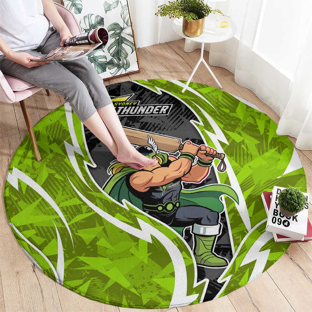 Sydney Thunder Round Carpet Flaming Lightning Storm Geometric Sports Mascot Art