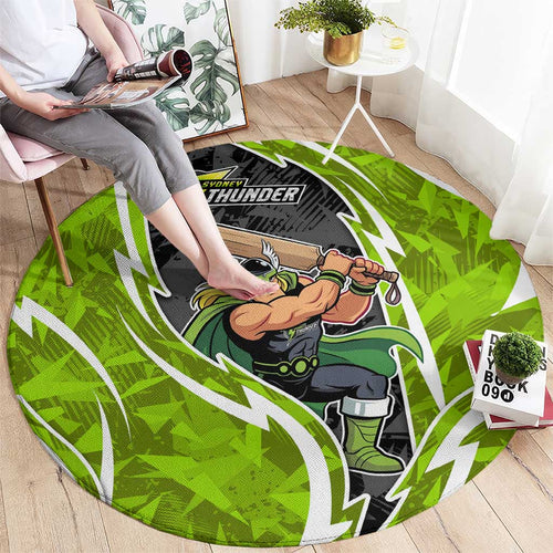 Sydney Thunder Round Carpet Flaming Lightning Storm Geometric Sports Mascot Art