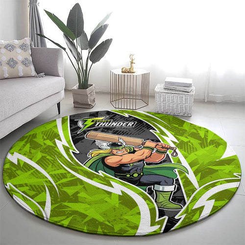 Sydney Thunder Round Carpet Flaming Lightning Storm Geometric Sports Mascot Art
