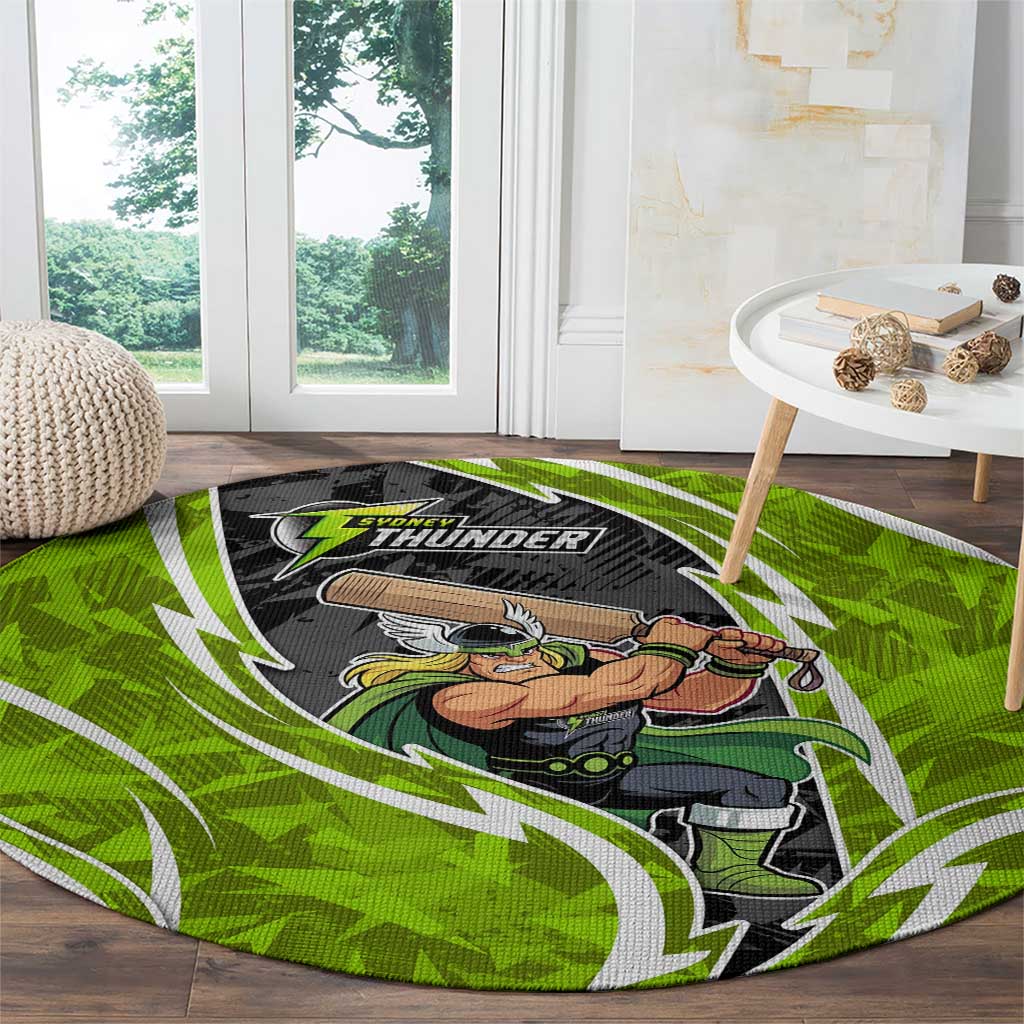 Sydney Thunder Round Carpet Flaming Lightning Storm Geometric Sports Mascot Art
