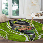 Sydney Thunder Round Carpet Flaming Lightning Storm Geometric Sports Mascot Art