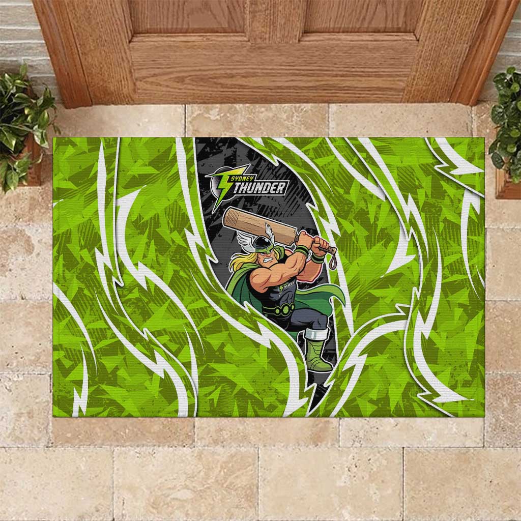 Sydney Thunder Rubber Doormat Flaming Lightning Storm Geometric Sports Mascot Art