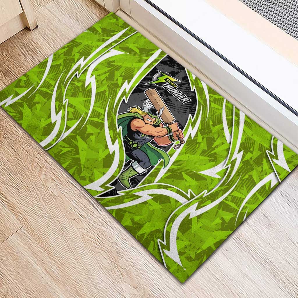 Sydney Thunder Rubber Doormat Flaming Lightning Storm Geometric Sports Mascot Art