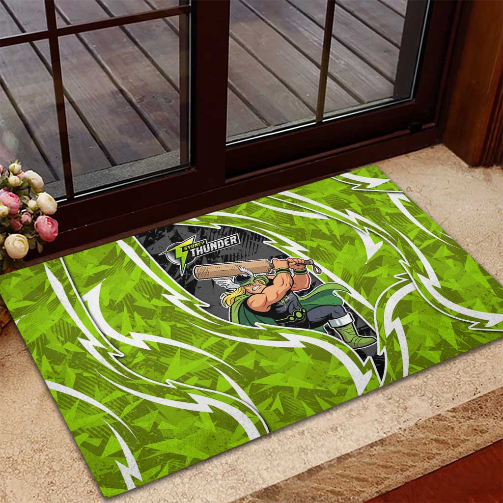 Sydney Thunder Rubber Doormat Flaming Lightning Storm Geometric Sports Mascot Art