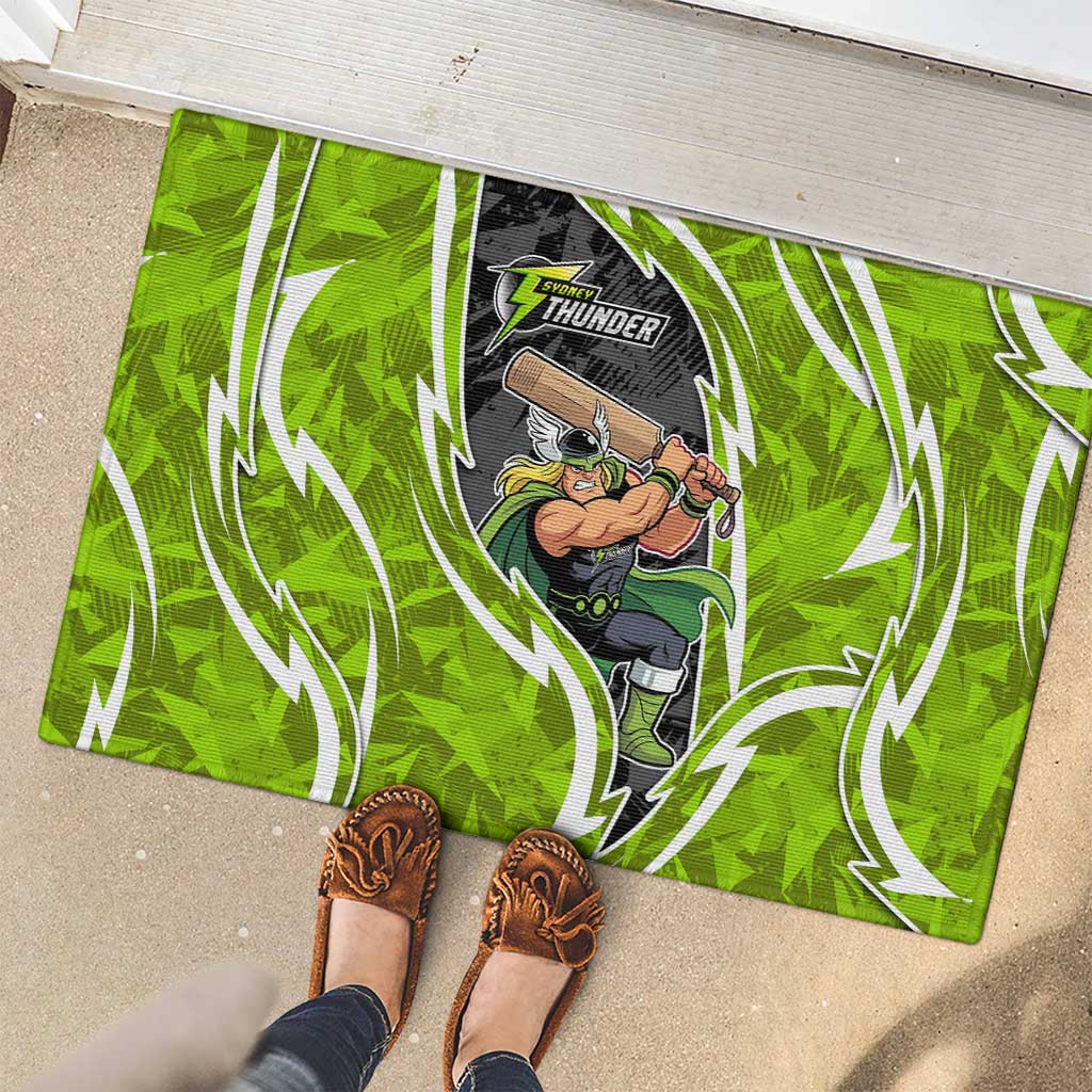 Sydney Thunder Rubber Doormat Flaming Lightning Storm Geometric Sports Mascot Art