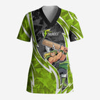 Sydney Thunder Scrub Top Flaming Lightning Storm Geometric Sports Mascot Art