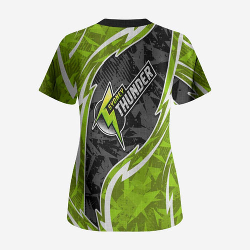 Sydney Thunder Scrub Top Flaming Lightning Storm Geometric Sports Mascot Art