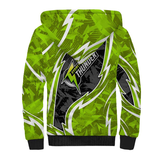Sydney Thunder Sherpa Hoodie Flaming Lightning Storm Geometric Sports Mascot Art