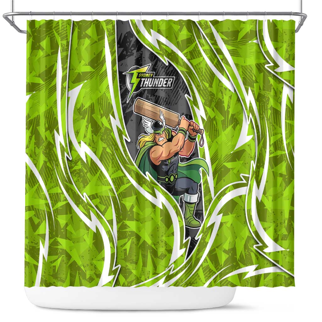Sydney Thunder Shower Curtain Flaming Lightning Storm Geometric Sports Mascot Art
