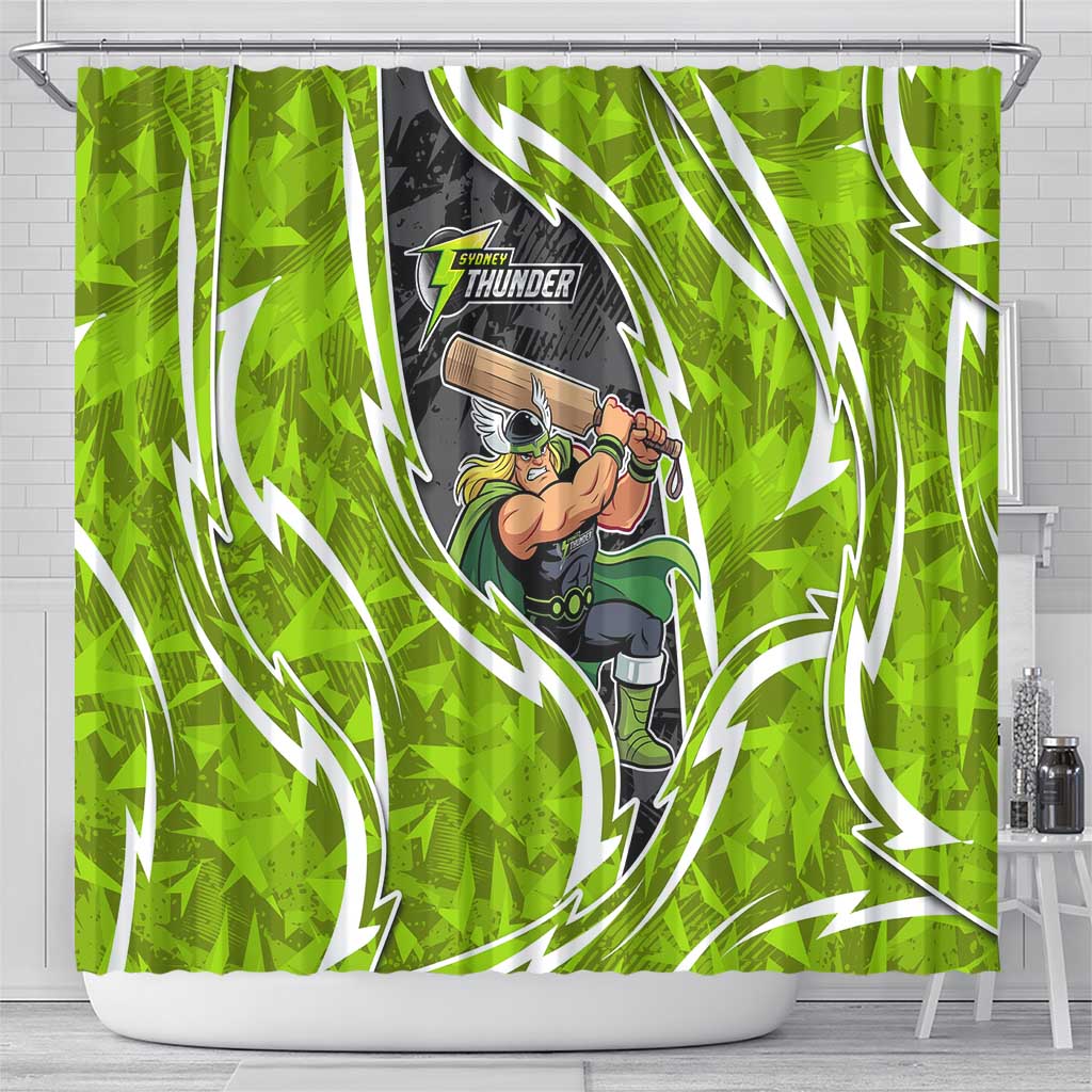 Sydney Thunder Shower Curtain Flaming Lightning Storm Geometric Sports Mascot Art