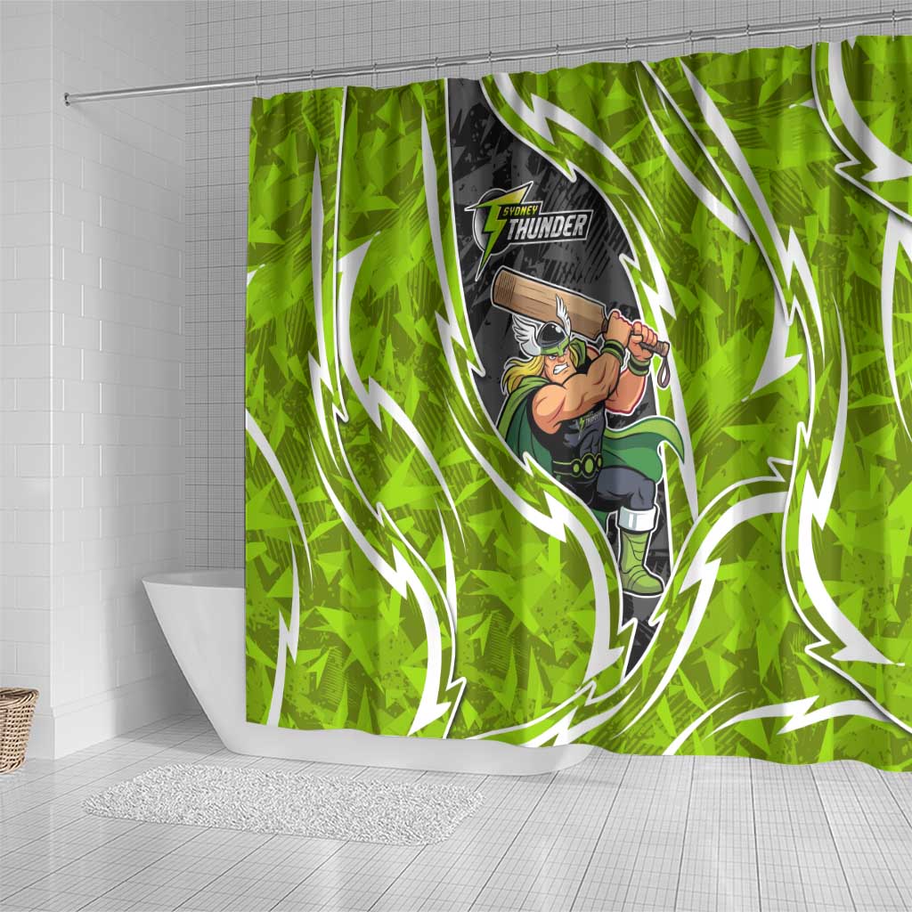 Sydney Thunder Shower Curtain Flaming Lightning Storm Geometric Sports Mascot Art