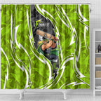 Sydney Thunder Shower Curtain Flaming Lightning Storm Geometric Sports Mascot Art