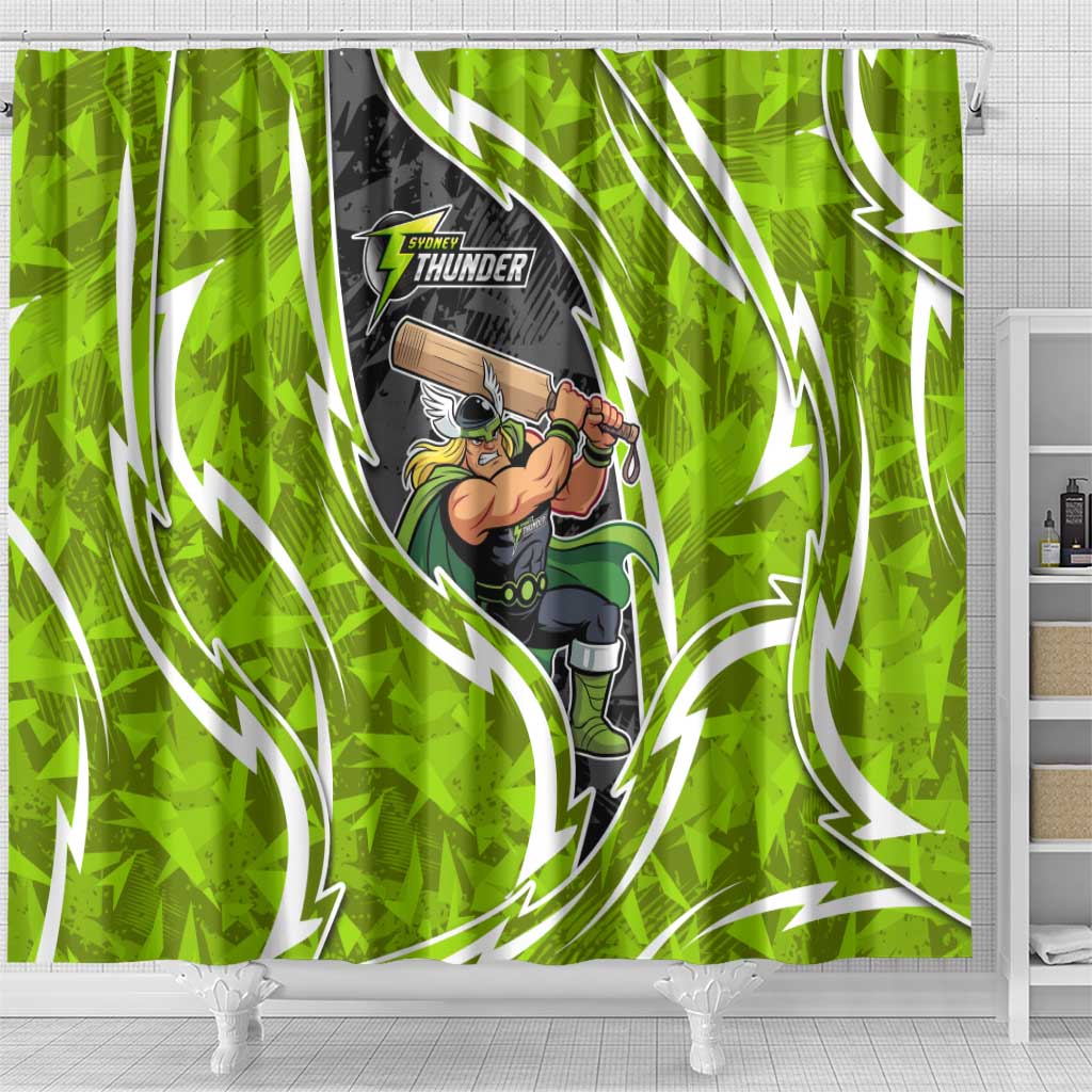 Sydney Thunder Shower Curtain Flaming Lightning Storm Geometric Sports Mascot Art