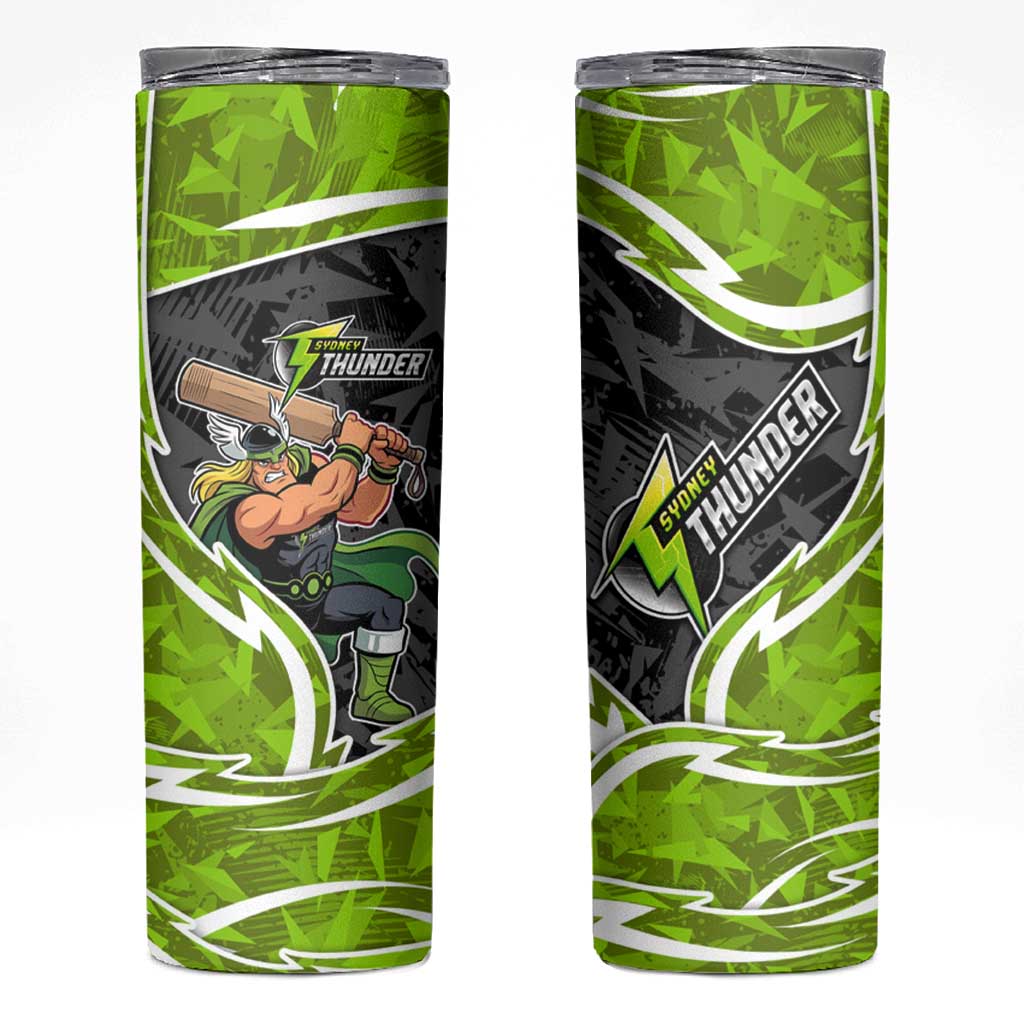 Sydney Thunder Skinny Tumbler Flaming Lightning Storm Geometric Sports Mascot Art