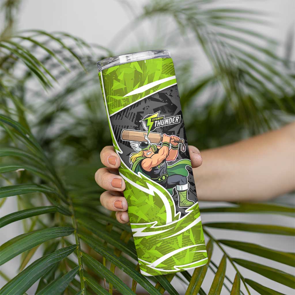 Sydney Thunder Skinny Tumbler Flaming Lightning Storm Geometric Sports Mascot Art