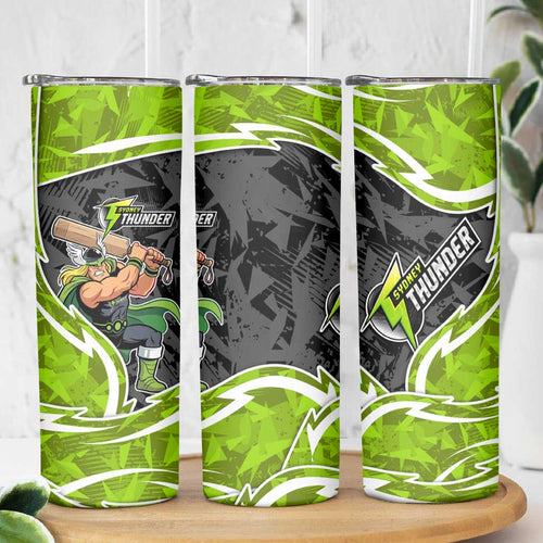 Sydney Thunder Skinny Tumbler Flaming Lightning Storm Geometric Sports Mascot Art