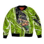 Sydney Thunder Sleeve Zip Bomber Jacket Flaming Lightning Storm Geometric Sports Mascot Art