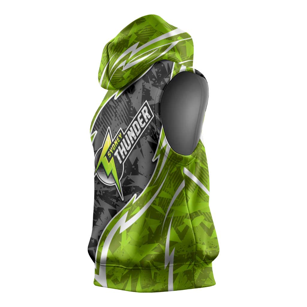 Sydney Thunder Sleeveless Hoodie Flaming Lightning Storm Geometric Sports Mascot Art