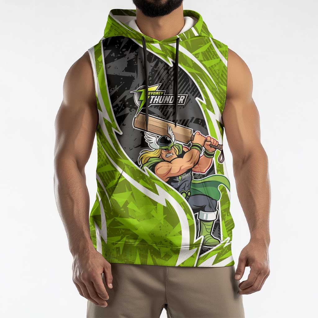Sydney Thunder Sleeveless Hoodie Flaming Lightning Storm Geometric Sports Mascot Art