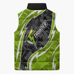 Sydney Thunder Sleeveless Puffer Jacket Flaming Lightning Storm Geometric Sports Mascot Art