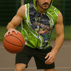 Sydney Thunder Sleeveless Zip Hoodie Flaming Lightning Storm Geometric Sports Mascot Art