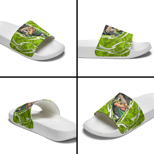 Sydney Thunder Slide Sandals Flaming Lightning Storm Geometric Sports Mascot Art