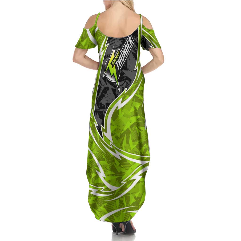 Sydney Thunder Summer Maxi Dress Flaming Lightning Storm Geometric Sports Mascot Art