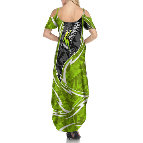 Sydney Thunder Summer Maxi Dress Flaming Lightning Storm Geometric Sports Mascot Art