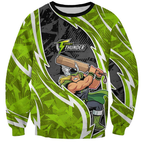 Sydney Thunder Sweatshirt Flaming Lightning Storm Geometric Sports Mascot Art
