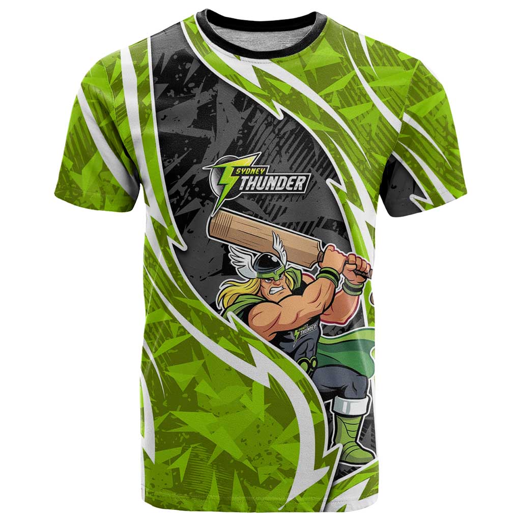 Sydney Thunder T Shirt Flaming Lightning Storm Geometric Sports Mascot Art