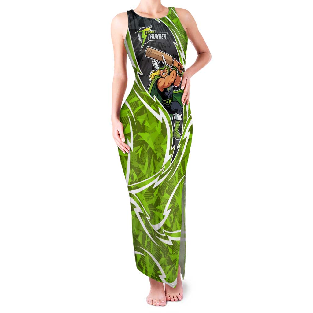 Sydney Thunder Tank Maxi Dress Flaming Lightning Storm Geometric Sports Mascot Art