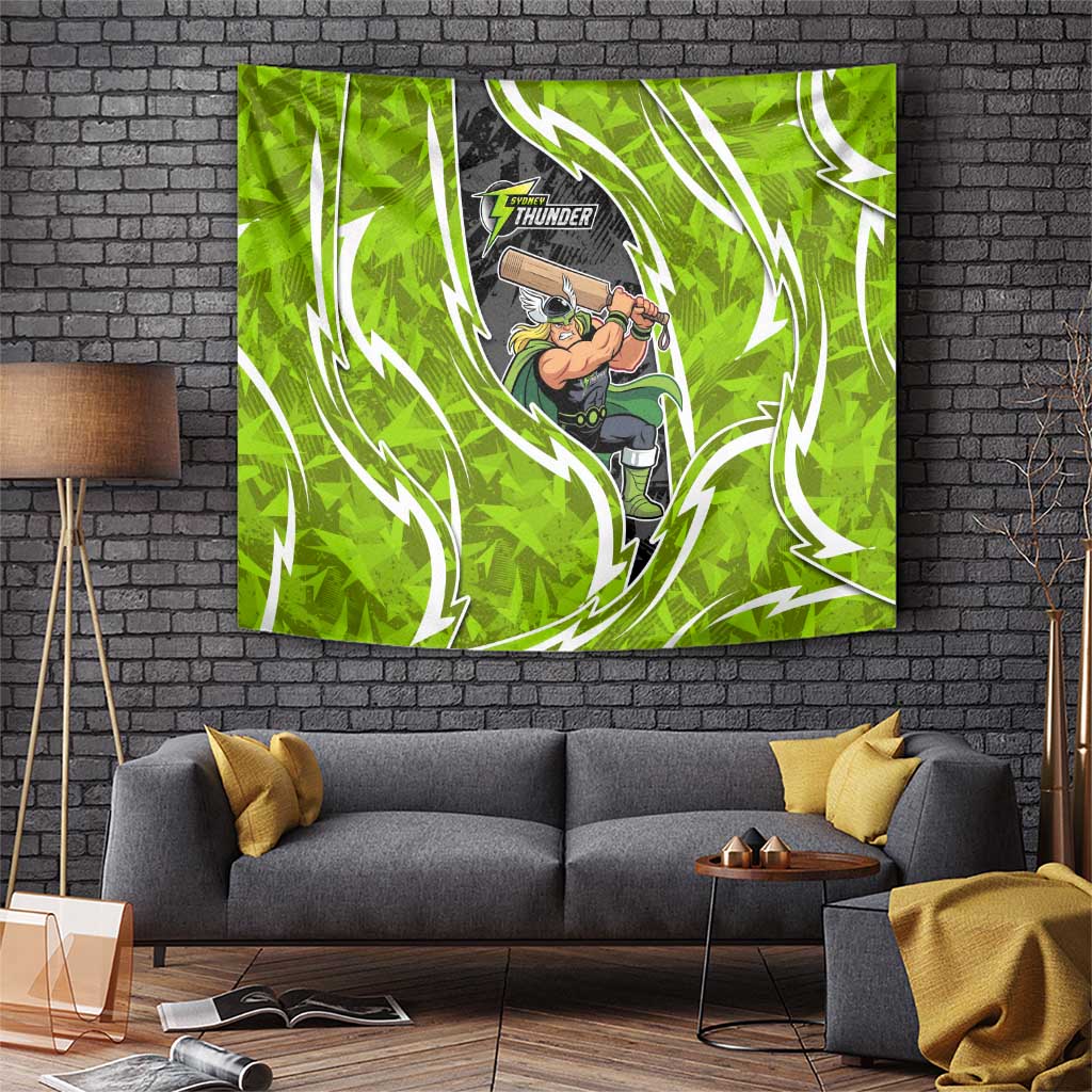 Sydney Thunder Tapestry Flaming Lightning Storm Geometric Sports Mascot Art