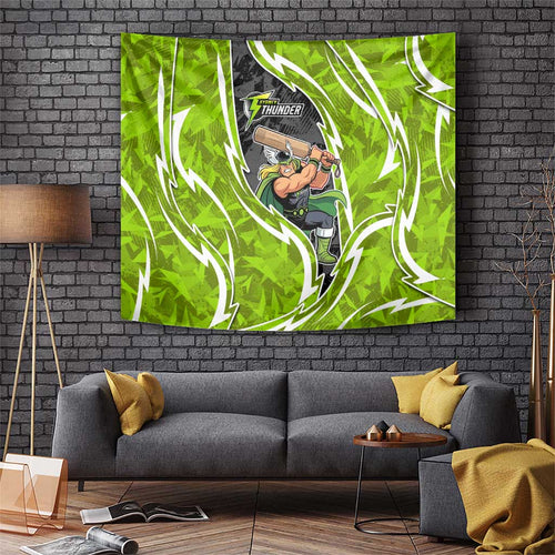 Sydney Thunder Tapestry Flaming Lightning Storm Geometric Sports Mascot Art