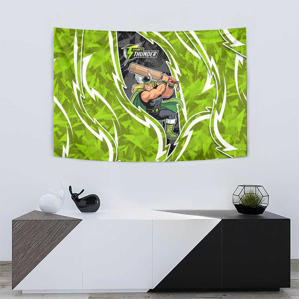 Sydney Thunder Tapestry Flaming Lightning Storm Geometric Sports Mascot Art