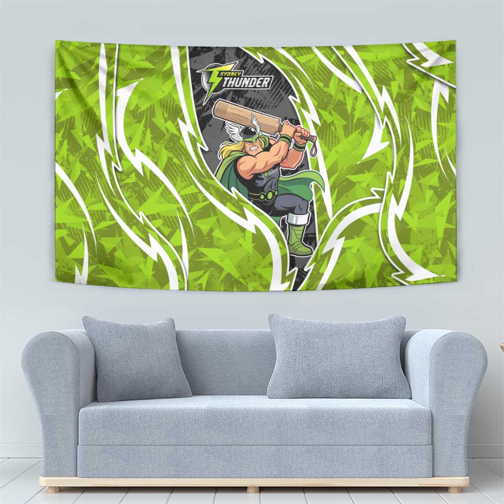 Sydney Thunder Tapestry Flaming Lightning Storm Geometric Sports Mascot Art