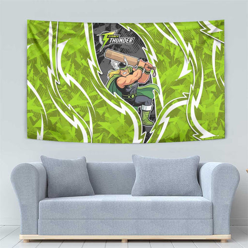 Sydney Thunder Tapestry Flaming Lightning Storm Geometric Sports Mascot Art