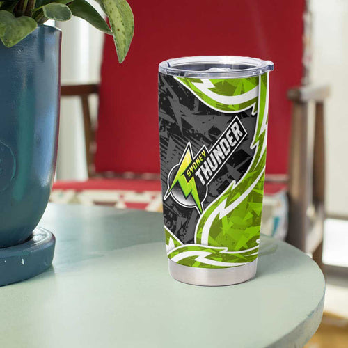 Sydney Thunder Tumbler Cup Flaming Lightning Storm Geometric Sports Mascot Art