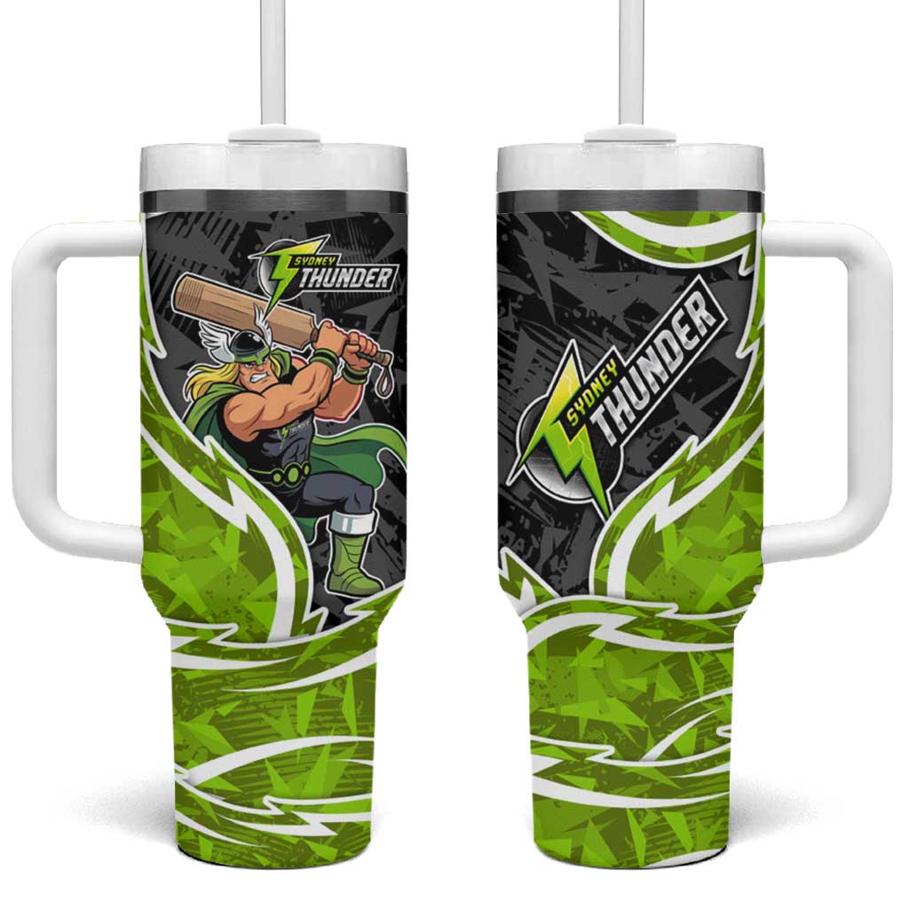 Sydney Thunder Tumbler With Handle Flaming Lightning Storm Geometric Sports Mascot Art