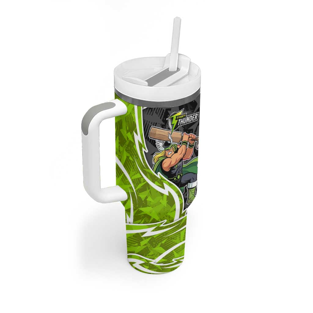 Sydney Thunder Tumbler With Handle Flaming Lightning Storm Geometric Sports Mascot Art