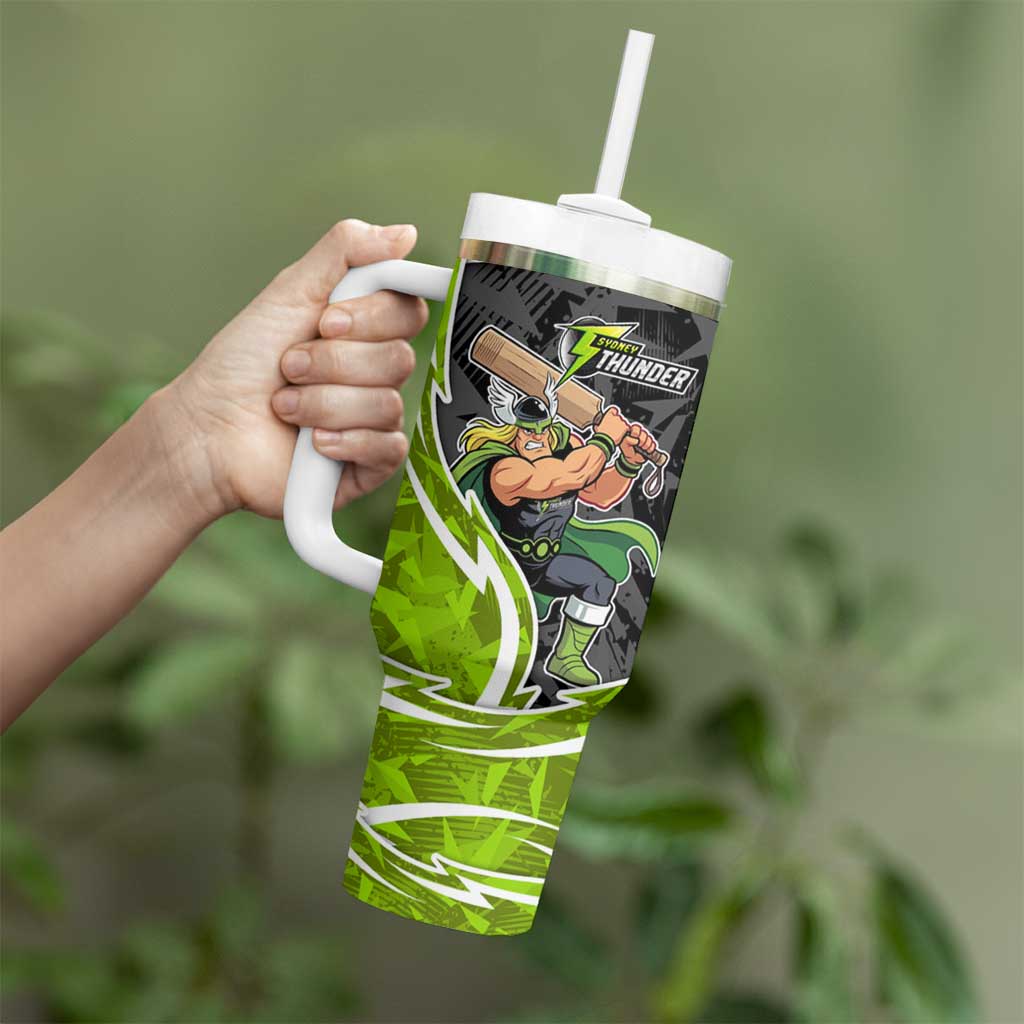 Sydney Thunder Tumbler With Handle Flaming Lightning Storm Geometric Sports Mascot Art