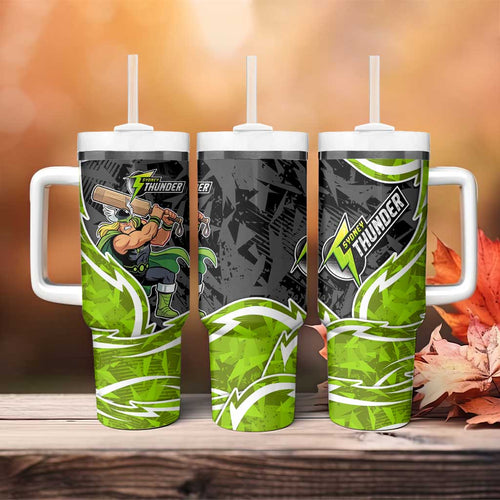 Sydney Thunder Tumbler With Handle Flaming Lightning Storm Geometric Sports Mascot Art