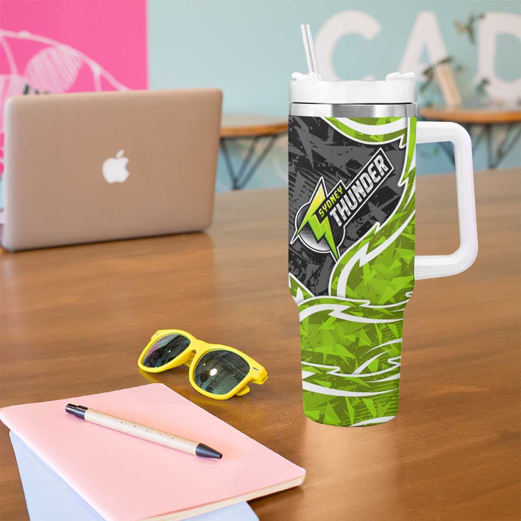 Sydney Thunder Tumbler With Handle Flaming Lightning Storm Geometric Sports Mascot Art